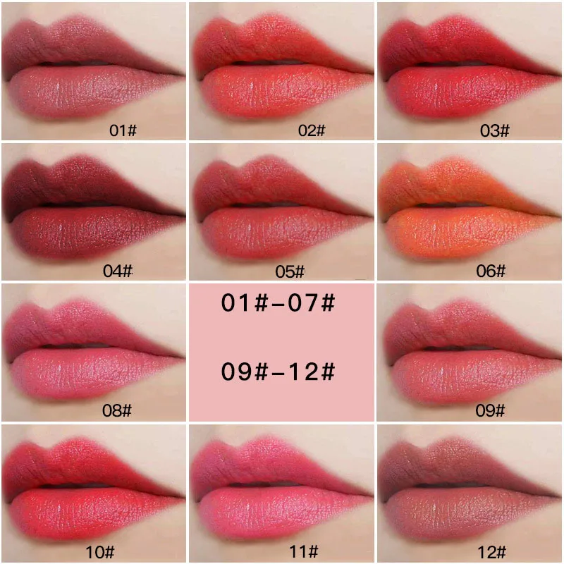12 цветов пикантная долговечная водостойкая матовая помада бархатная блестящая