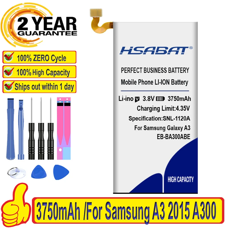 Аккумулятор HSABAT 3750 мАч для Samsung Galaxy A3 2015 A300 A3000 A300X A300H A300F A3009 A300FU A300G