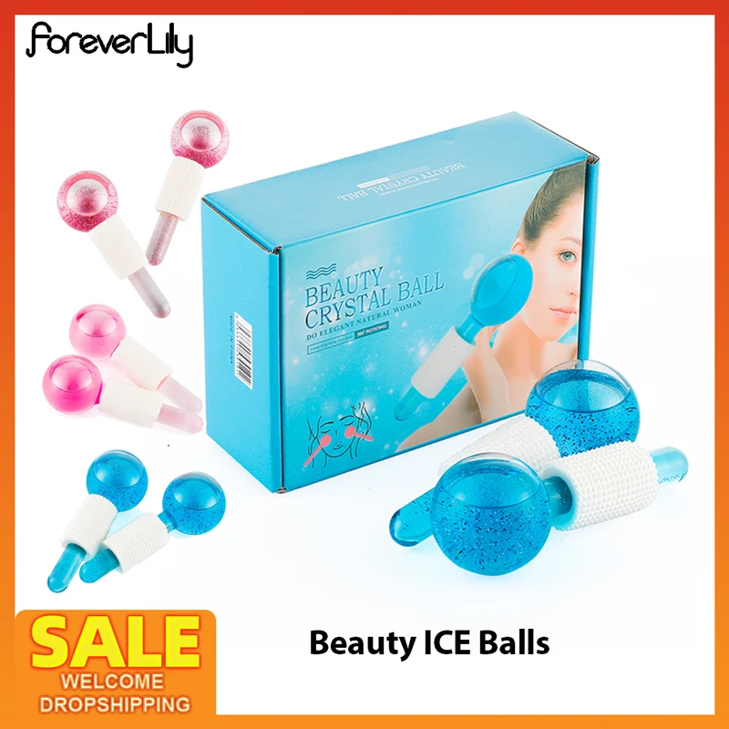 Crystal Ice Hockey Roller Energy Massage Beauty Facial Eye Crystal Cooling Ball Massager Water Wave Ice Globes Skin Care Tools