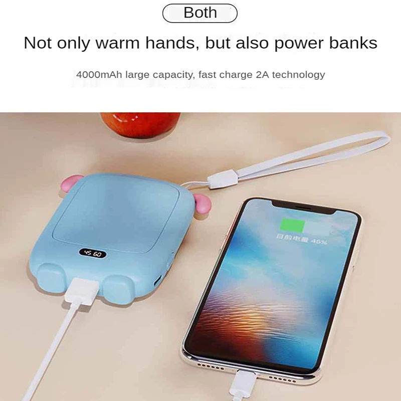 hand warmer 2 in 1 portable power bank usb rechargeable electric hand warmer heater intelligent constant temperature 4000mah free global shipping