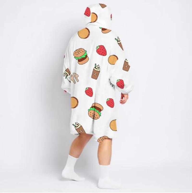 

New Fleece Blanket Hoodie Thick Cotton Flannel Oversized Sweatshirt Dress Women Unisex Warm Winter Tops Homewear Casual Pullover