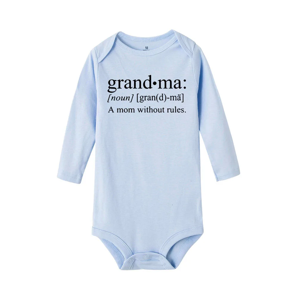 Лидер продаж; повседневная одежда для маленьких мальчиков с надписью «Grandma A Mom»; детские комбинезоны с длинными рукавами; хлопковая одежда для новорожденных девочек; комбинезон