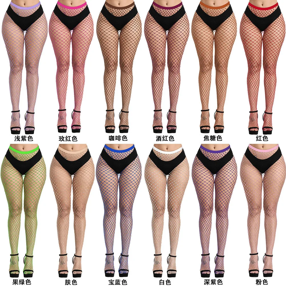 

20colors Long Stockings Women Sexy Thigh High Fishnet Nylon Long Standard Over Knee Pantyhose 1pair Sexy Lingerie