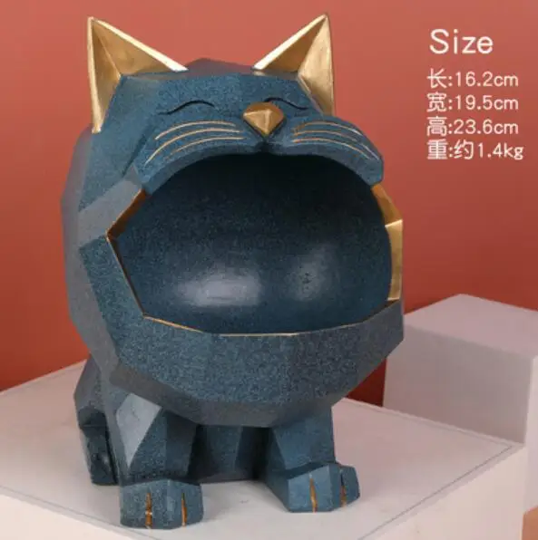 Крутая фигурка кошки коробка для хранения с большим ртом кошек украшение дома