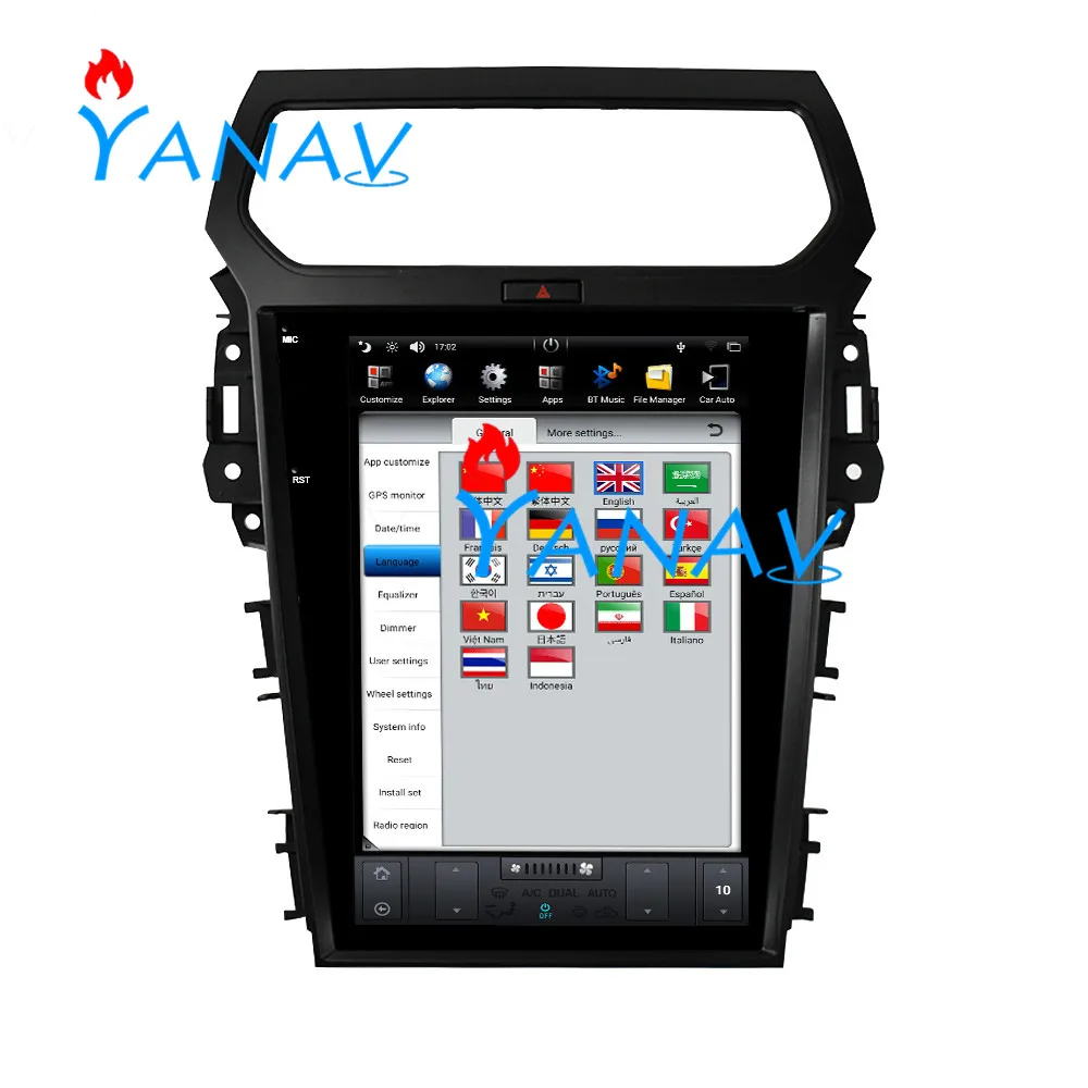 

12,1 дюймов вертикальный экран Android автомобильное радио для-FORD Explorer 2013-2017 автомобильный радиоприемник с навигацией Gps мультимедийный плеер ...