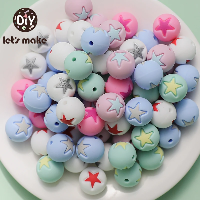 

let's make Silicone Teether Beads Star Shape30pc Dropping Baby Teether Molars DIY Handmade No FPA Edible Silicone Baby Oral Care