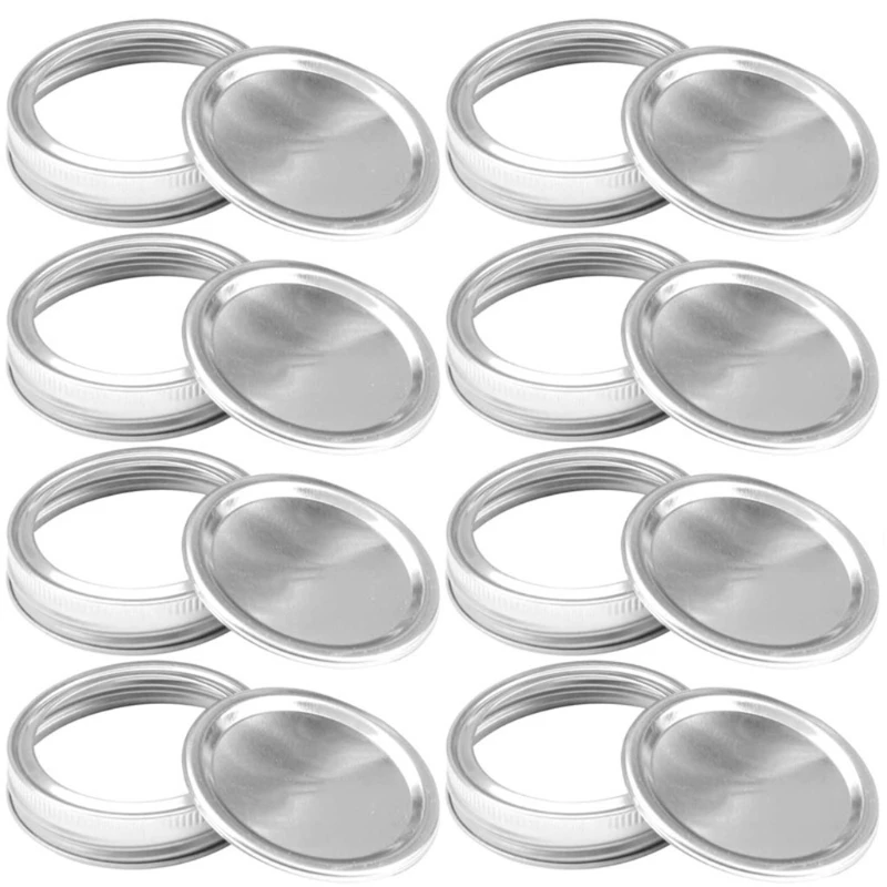 

Canning Lids, Regular Mouth Mason Jar Lids And Bands 10 Pack (Silver) 86MM