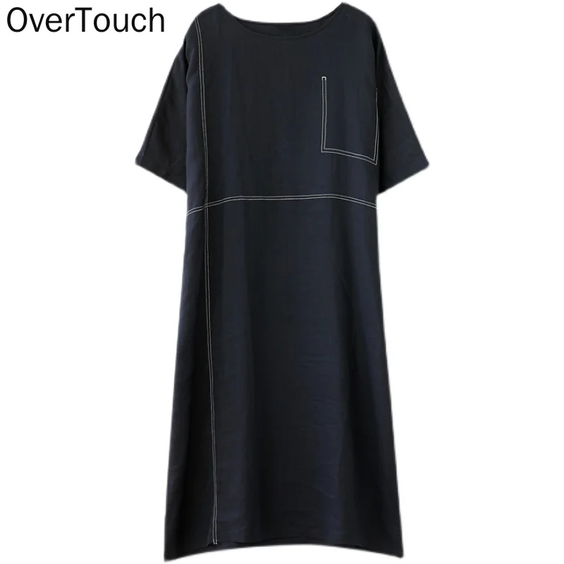 

Plus Size Women Dress Female Sundress Summer Clothing Loose Casual Vintage Cotton Linen Black Elegant Lady Vestidos 2021