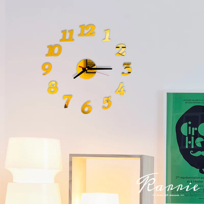 

One Set DIY Creative Digital Acrylic Wall Clock Frameless Mirror Stickers Modern Art Decal Home Decor Modern Decor 40cm