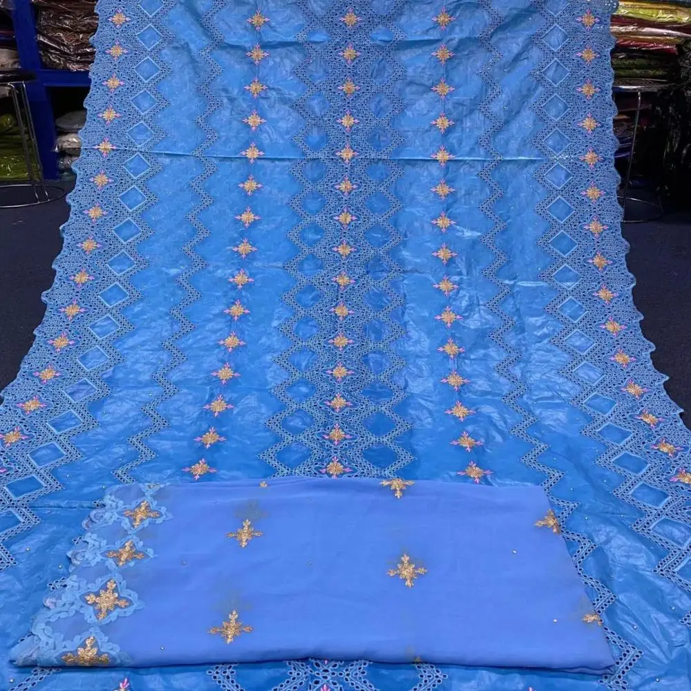 Африканский Bazn Riche ткань вышивка перфорированные камни 5 + 2Y швейцарская вуаль