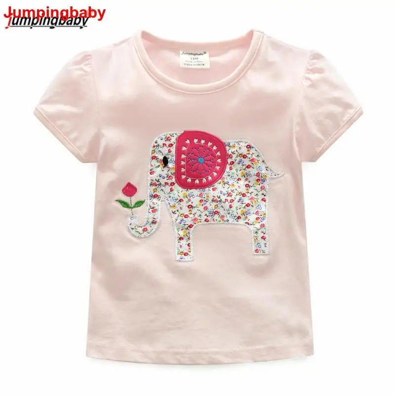 Jumingbaby 2021 Girls T shirt Kids T-shirt Animal Embroidery Summer Tops Costumes Vetement Enfant Fille Toddler Girl Clothes