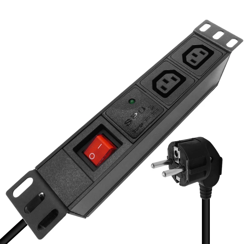 Удлинитель PDU 2AC IEC C13 SPD защита от перенапряжения 4000 Вт кабель 2 м для сервера
