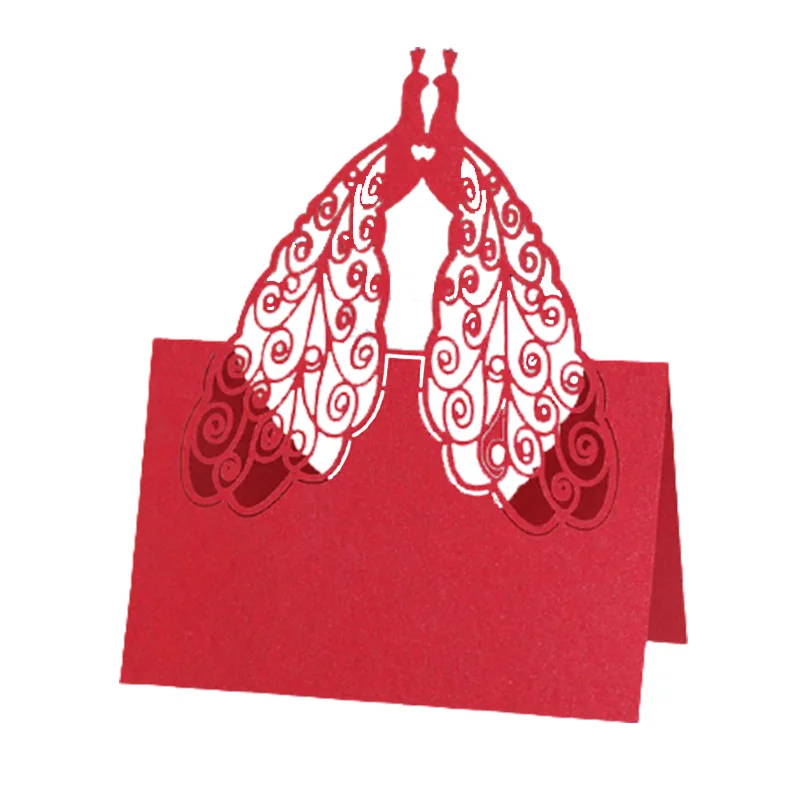 50 шт. Павлин лазерная резка настольный Имя Место карты открытки кружева имя