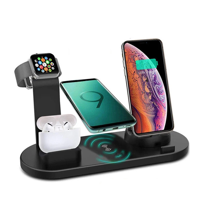 

4 in 1 Qi Wireless Charger for iPhone 8 Plus X XR XS 11 12 13 Pro Max Fast Charging Phone Holder For Apple Watch iWatch AirPods