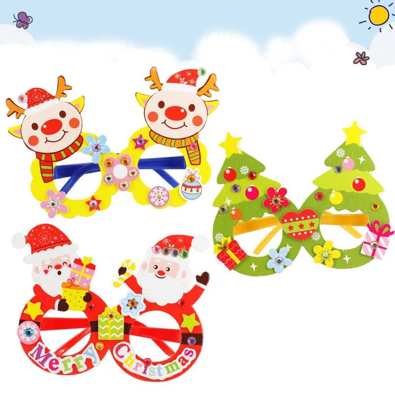 

Kids DIY Christmas Diamond Glasses Children Handmade Craft Toys Materials Kindergarten Manual Gifts Creative Stickers
