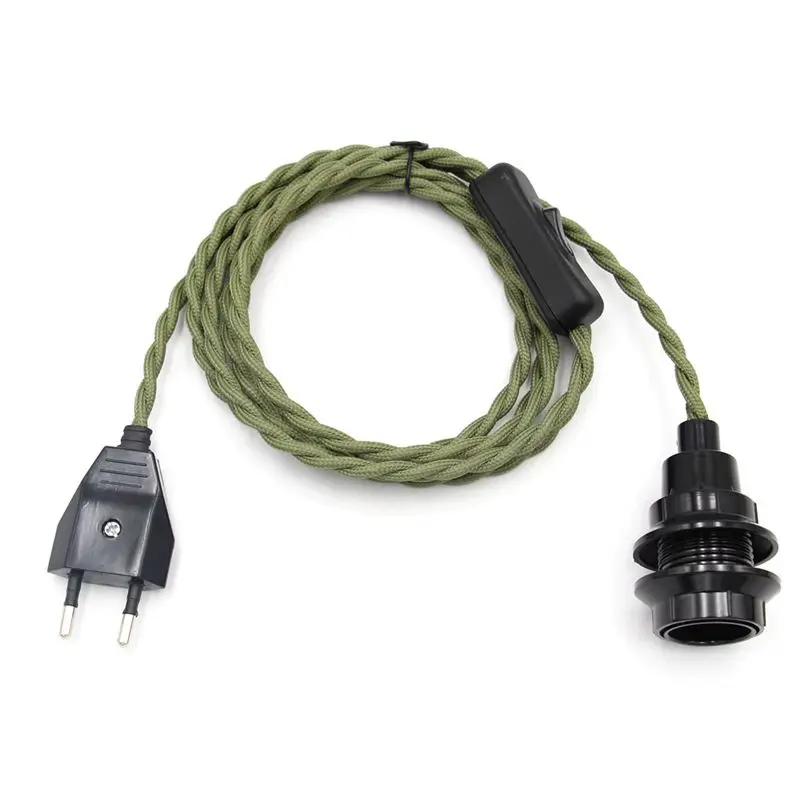Винтажные шнуры питания с европейской вилкой линейным переключателем и патроном