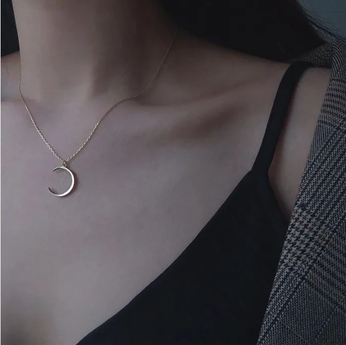 Модное ожерелье с подвеской в виде Луны Золотое и серебряное покрытие ювелирные