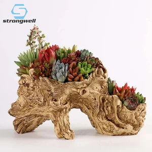 Strongwell пасторальный имитация дерева ворс цветочный горшок для суккулентных растений смолы цветочный горшок садовый плантатор дерево корень украшение дома