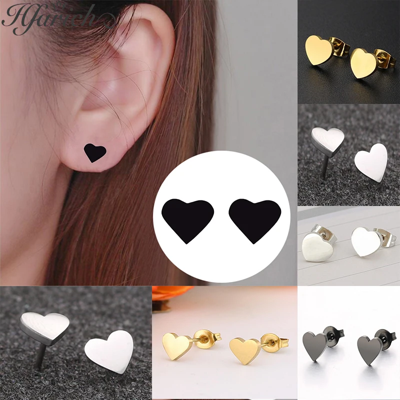 Hfarich черные серьги из нержавеющей стали милые сердечки украшения для любимых