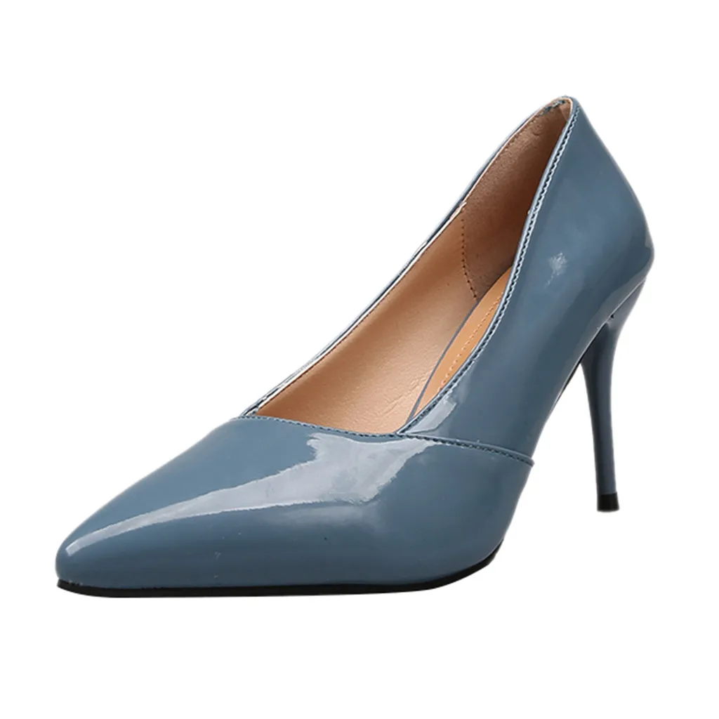 Женские модные туфли-лодочки с острым носком без застежки на высоком каблуке |