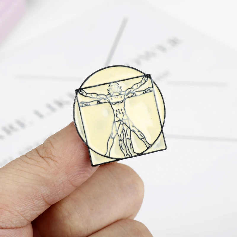 Классические броши Vitruvians с булавками да Винчи эмалированная булавка в форме