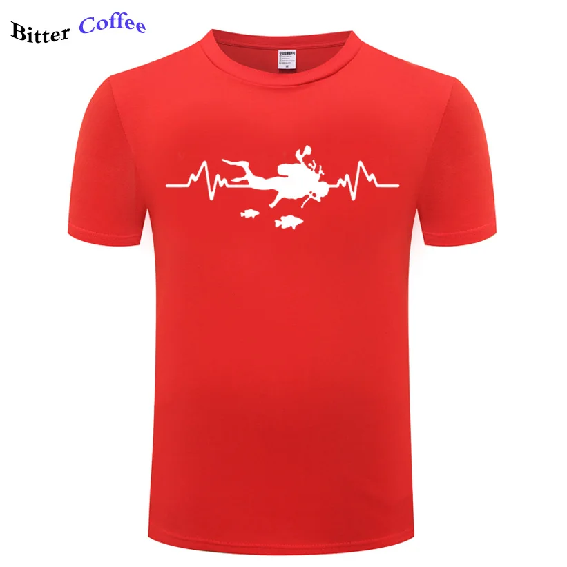 Мужская хлопковая футболка с коротким рукавом круглым вырезом для подводного