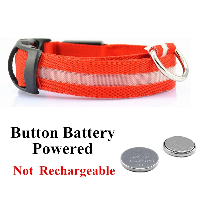 Red Battery USB Перезаряжаемый светодиод для домашних собак светящийся ошейник для домашних животных светящееся мигающее ожерелье для прогулок на открытом воздухе ошейник безопасности для собак товары для домашних животных - Цвет: Red Battery