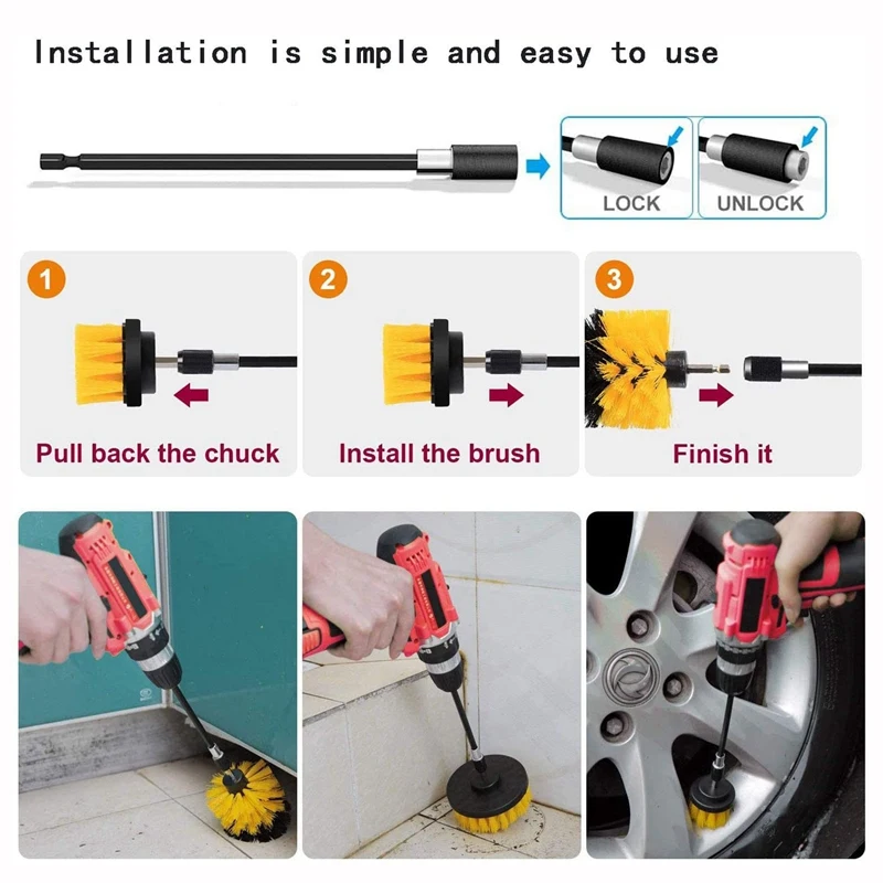 

31 PCS Drill Brush Scrub Pads Power Scrubber Cleaning Kit Universal Cleaner Scrubbing Cordless Drill for Bathroom Tile