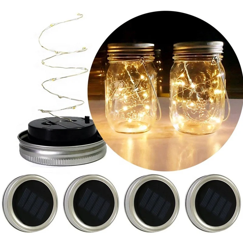 

Mason Jar Bottle Lid Insert Fairy Light Christmas Lights Outdoor Camping Wedding Party Color Changing Strings for Garden Decor