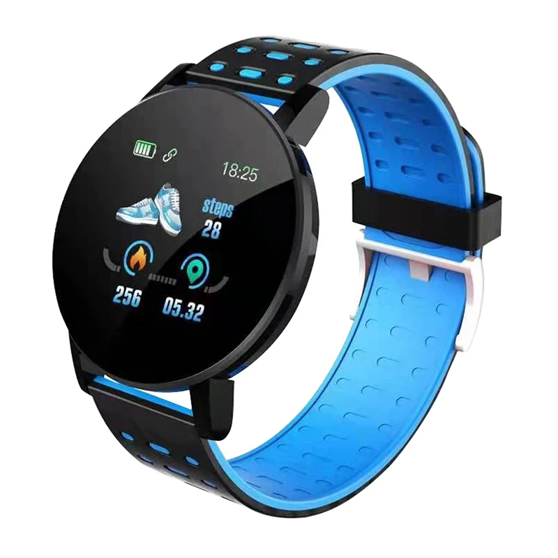 119 Plus Round Screen Smart Bracelet Smartwatch For Android IOS Watch Heart Rate Wristband Sports Waterproof Watches Band | Электроника