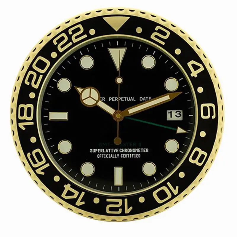 

European Style Retail Metal Watch Shape Wall Clock Silent Mechanism For Living Room Mute Wall Clocks Corresponding Logos