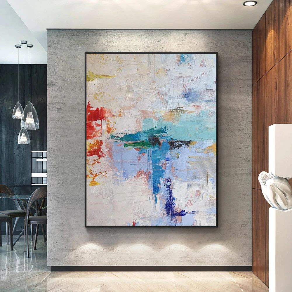 

Yiqing Abstract Sky Blue Oil Painting 100% Hand Painted Oil Painting On Canvas Modern Handmade Wall Art For Home Decoration