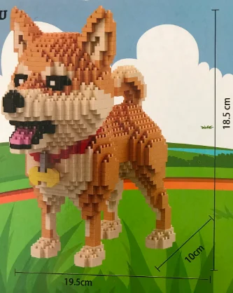 Новые маленькие блоки Милая модель Шиба ину пластиковые строительные кирпичи