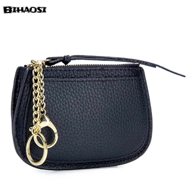 Women's Zero Wallet Leather Mini Key Chain Zipper Style  Coin Change Wallet Wristlet Purses Girls Purse Small Pouch Wholesale