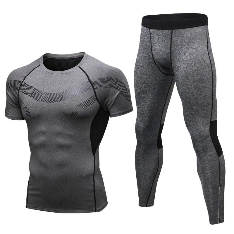 Мужской спортивный костюм для спортзала фитнеса компрессионные колготки одежда