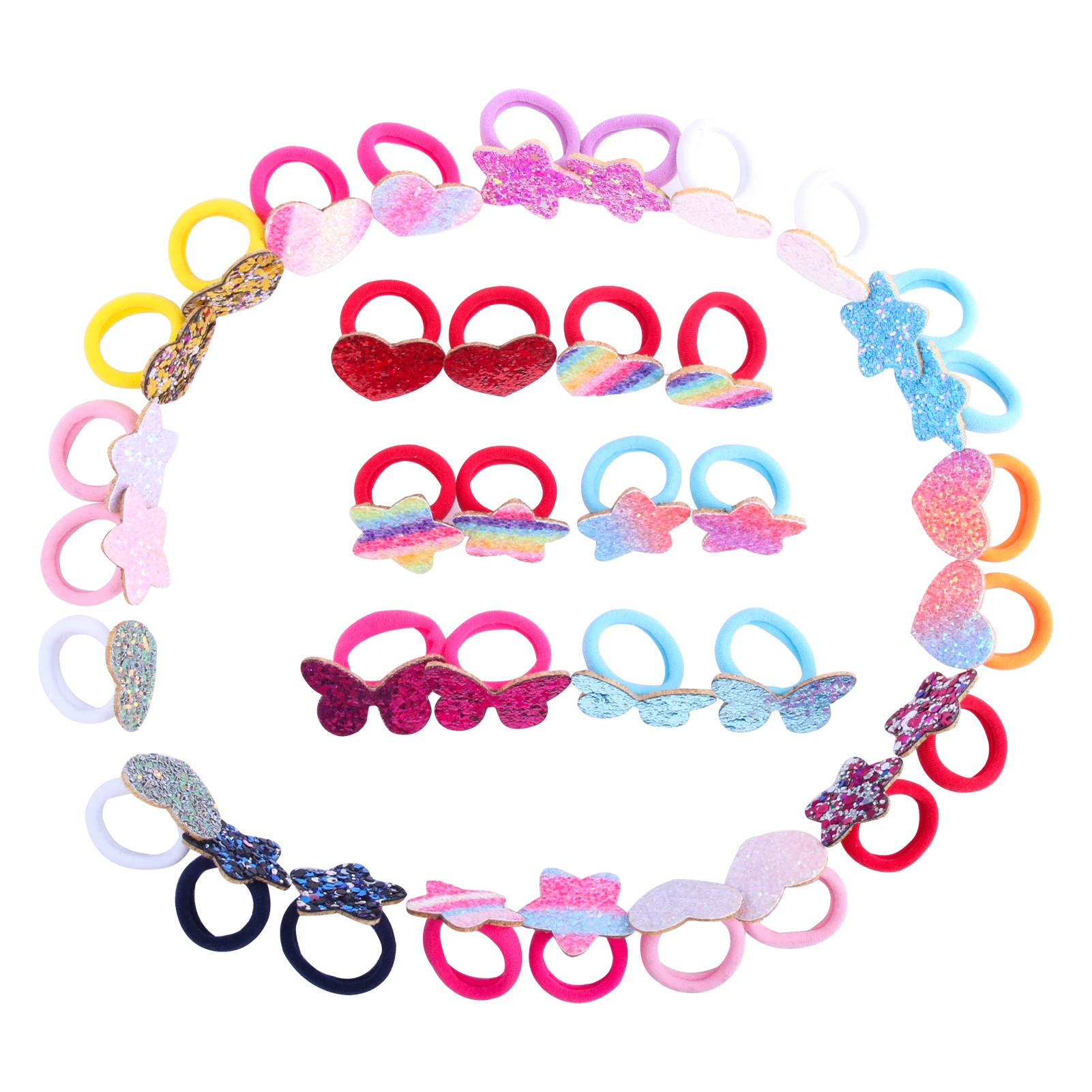 

Candygirl 36PCS Fashion Elastic Hair Rope For Girls Cartoon Animal Headband Sequins Hair Tie Child Ornament Accessories Headwear