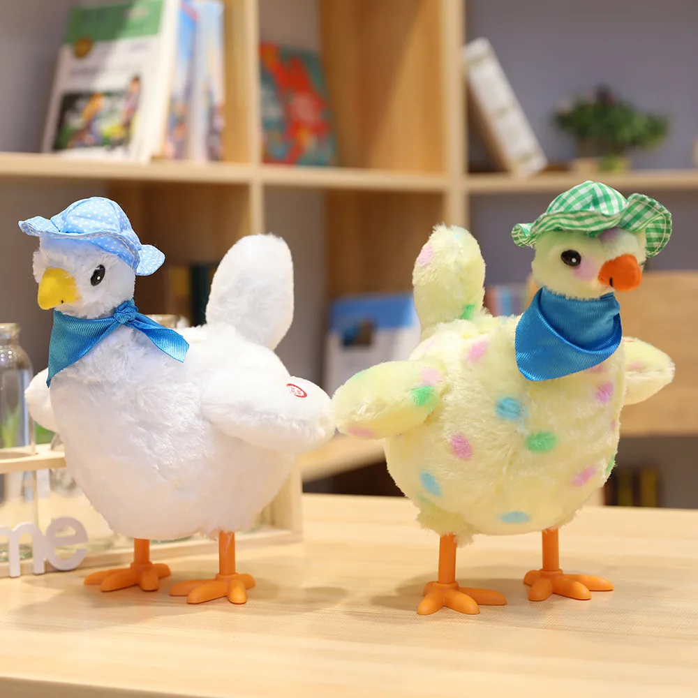 

Cartoon Hen Laying Eggs Electric Plush Stuffed Music Dancing Educational Toy