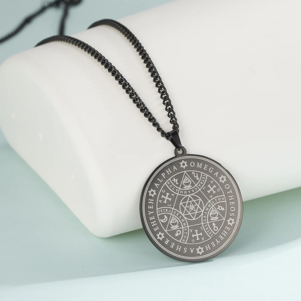 Фото Dawapara Tetragrammaton Amulet Подвеска Ожерелье Enochian Angel волшебный амулет, Альфа и Омега, AGLA колье с талисманом №2