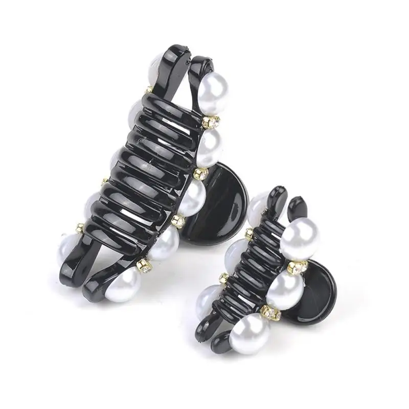 Модный женский пучок стразы цветок + жемчуг заколка для волос конский хвост