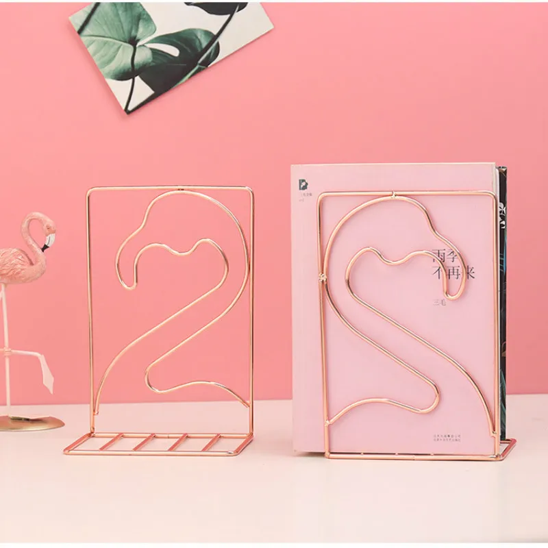 Golden Geometric Bookshelf Creative Metal Love Cactus Flamingo Shape Design Book Magazine Decoration Holder Office Desktop Shelf | Дом и сад