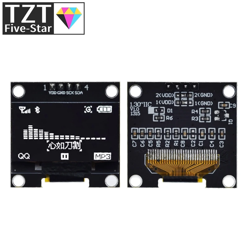 

Oled-дисплей 1,3 дюйма, IIC, последовательный белый OLED-дисплей, модуль 128X64 I2C SSD1306 12864 плата с ЖК-экраном VDD GND SCK SDA для Arduino, черный