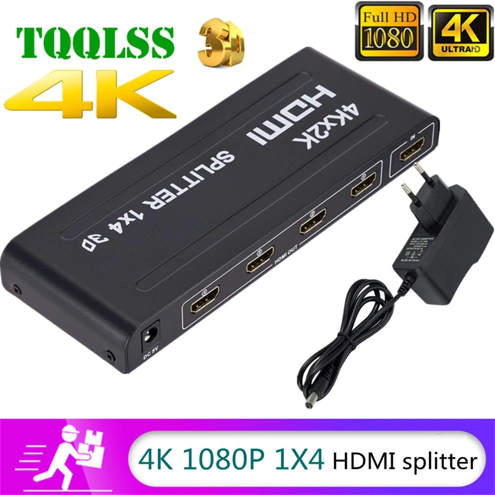 

Разветвитель кабеля HDMI 4K, 2K, 1x4, HD 1080P, 1 вход, 4 выходных порта