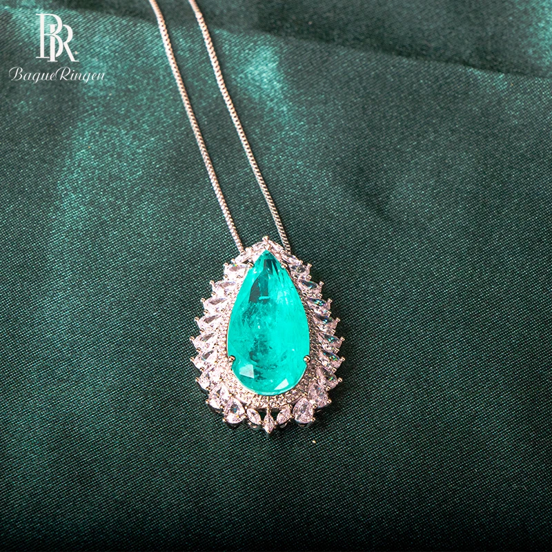 

Роскошное ожерелье с подвеской Bague Ringen в форме большой капли воды, драгоценные камни 12*25 мм, серебряный камень, подарок для свадебной вечерин...