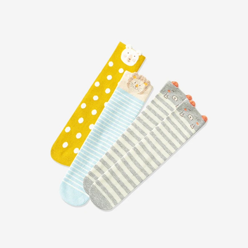 Детские носки для маленьких девочек с мультяшными животными Модные Полосатые