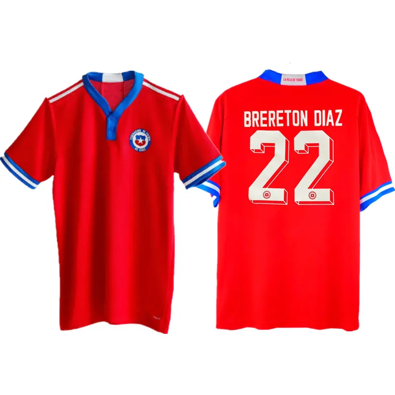

2021-22 Kids Chile BRERETON DIAZ Soccer Jersey Cup Home Red Away VALDIVIA ALEXIS VIDAL VARGAS MEDEL Child Football Shirt Kit