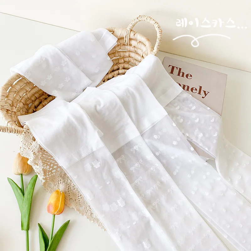 Чулки для девочек летние белые колготки детей дышащие Чулочные изделия с милым