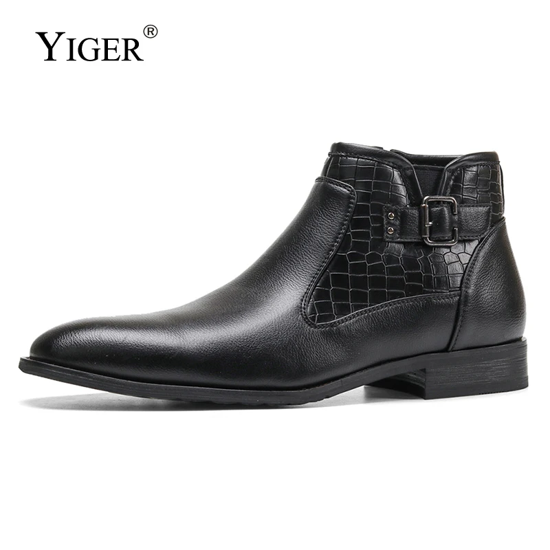 YIGER/зимние мужские ботинки Деловые ботильоны Мужские модельные в британском