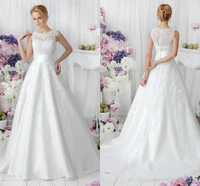vestido de noiva scoop neck floor length vintage wedding dresses 2019 bridal gown long bridal wedding dress lace appliques