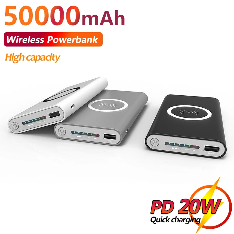 

Fast Charging 50000mAh Qi Wireless Charging Mobile Power Outdoor Portable External Battery for Xiaomi Mi IPhone Samsung
