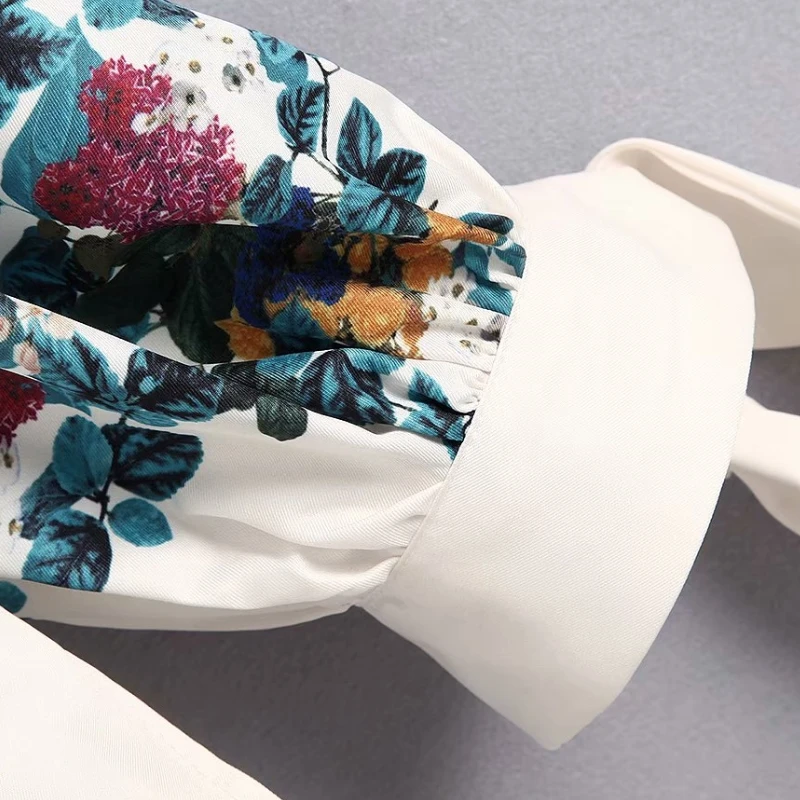 Новые осенние женские элегантные повседневные блузки с цветочным принтом